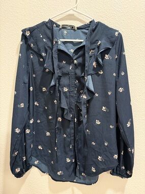 Abercrombie & Fitch Navy Blue Floral Blouse
